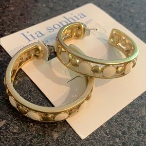 Lia Sophia “Luna” earrings: gold/white hoops